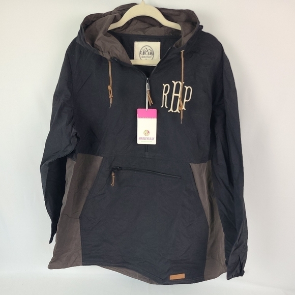 Marley Lilly Pull Over Rain Jacket Black & Brown Embroidered RHP Sz XXL. NWT - Picture 1 of 7